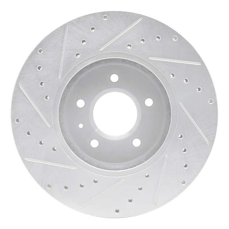 Cadillac STS Brake Rotor (1) - Front Right - R1 Concepts - Drilled & Slotted - Silver - `09-`11